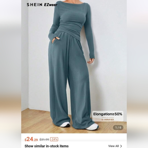 Other - Teal Long Sleeve Top and Wide-Leg Pants Set